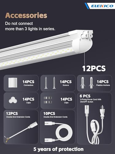 12 Pack Super Bright 100w 8ft Led Shop Light (12 Count)