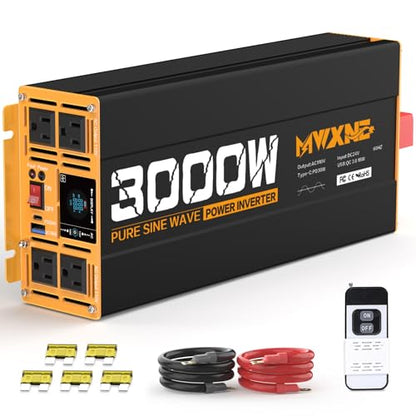 3000W Pure Sine Wave Inverter 24V DC to 110V 120V AC Converter for RV Truck Home Off