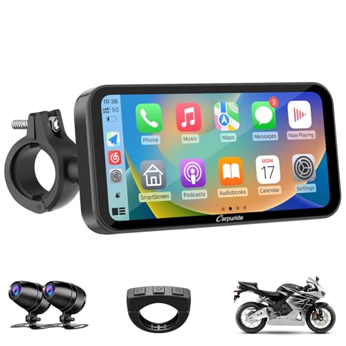 W603D 6.3" Motorcycle GPS Carplay Screen with 1080P Dual Cameras