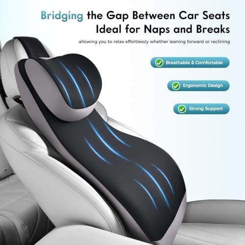 Upgraded Car Seat Lumbar Support Pillow and Adjustable Headrest One