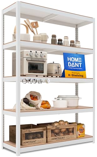House White 48.1" W 5 Tier Storage Shelves Garage Shelving Unit
