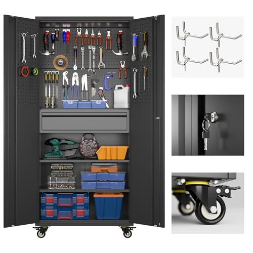 71 Inch Garage Storage Cabinet with Drawer