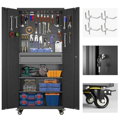 71 Inch Garage Storage Cabinet with Drawer