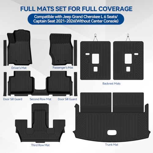 Custom Fit Floor Mats for Jeep Grand Cherokee L 6 Seats 2021