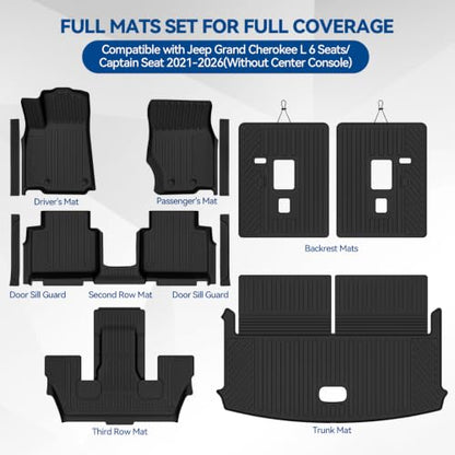 Custom Fit Floor Mats for Jeep Grand Cherokee L 6 Seats 2021