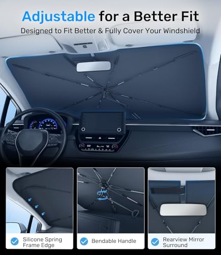 2026 Upgraded Car Windshield Sun Shade [Cool Down by 75℉ ] with Heat Insulation Coating