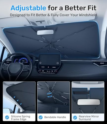 2026 Upgraded Car Windshield Sun Shade [Cool Down by 75℉ ] with Heat Insulation Coating