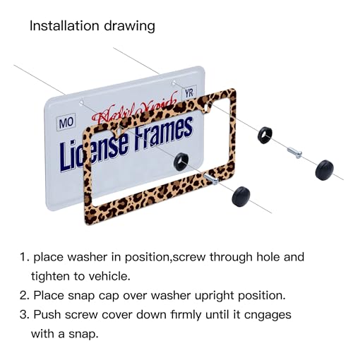 Brown Cheetah License Plate Holder Leopard Print License Plate Frames Cheetah Leopard Car License Plate Covers tag Frame for Women 12.3" X 6.3"