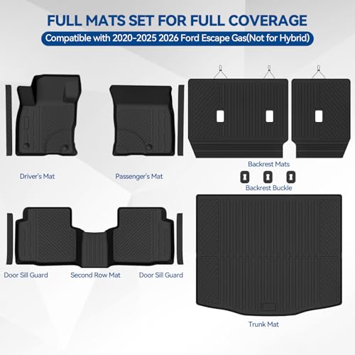 Custom Fit Floor Mats for Ford Escape Gas Only 2020