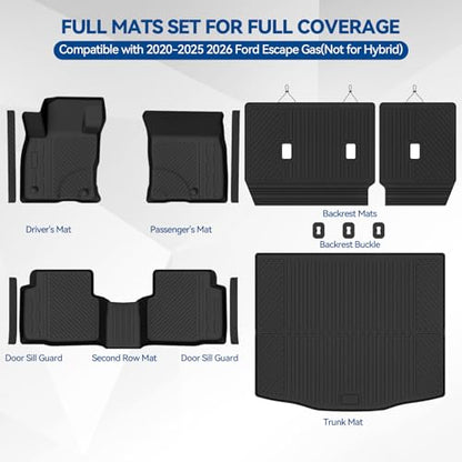 Custom Fit Floor Mats for Ford Escape Gas Only 2020
