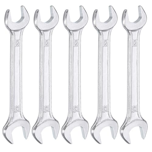 5pcs Double Open End Wrench 12mm x 13mm Metric 15 Degree Offset Angle Small Flat Head Wrench Galvanizing Open Ended Spanner for Automotive Repair Furniture Assembly (5 Count)