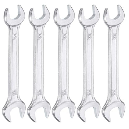 5pcs Double Open End Wrench 12mm x 13mm Metric 15 Degree Offset Angle Small Flat Head Wrench Galvanizing Open Ended Spanner for Automotive Repair Furniture Assembly (5 Count)
