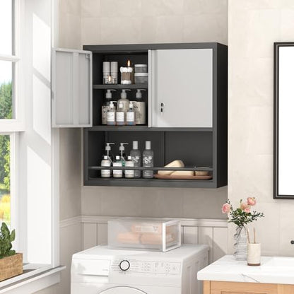 31" H Metal Garage Storage Cabinets with Doors and Shelves