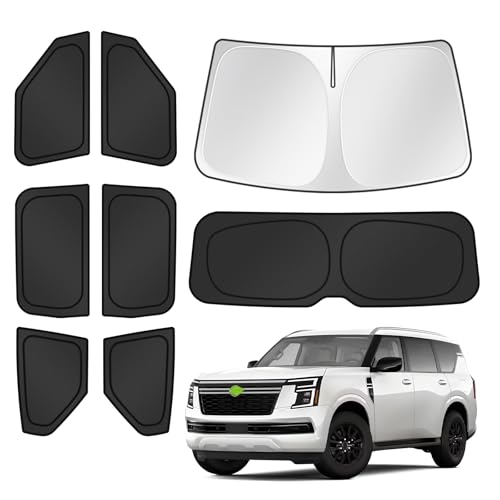 Sunshades for 2025 2026 Nissan Armada Accessories Windshield Sun Shade Side Rear Window Shade Cover Sun Visor Shield Privacy Protection for Camping Keep Vehicle Cool Black 8PCS (8 Count)