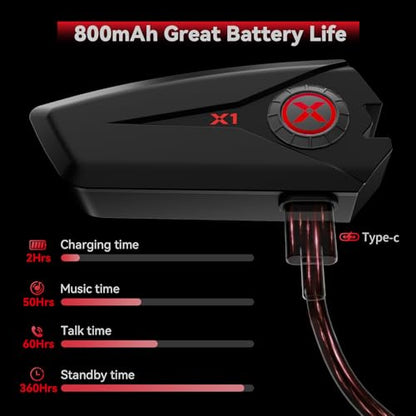 X1 Motorcycle Helmet Bluetooth Headphones V5.3 with Voice Assitant