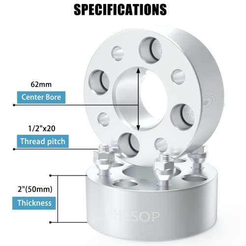 4x4 Wheel Spacers 2 inch 4x101.6 Wheel Adapters 62mm Hub Bore 1