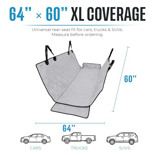 Bulldogology Dog Car Seat Cover Waterproof Heavy Duty Bench Dog Hammock Backseat Protector from Hair