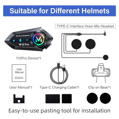 Motorcycle Helmet Bluetooth Headset 2 Way Intercom 550 Yards