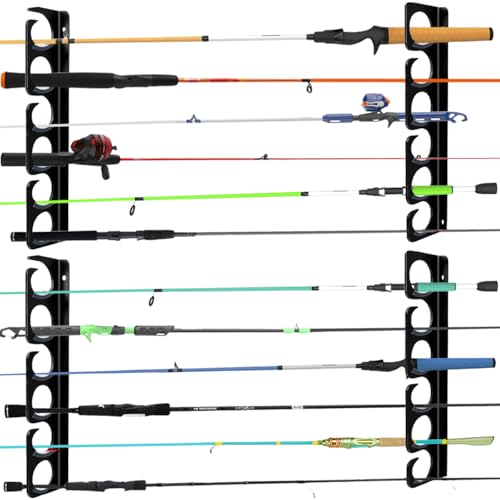 Fishing Rod Rack Pole Wall or Ceiling Storage Holder Hook Keeper Display Hanger Organizer Mount for Garage (4 Count)