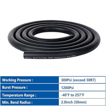 Rubber Fuel Hose Line Push Lock 3 (5 Foot)