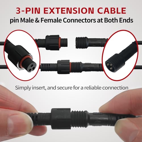 4 PCS 4FT 3 Pin RGB Rock Light Extension Wire for Trucks