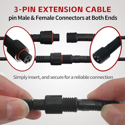 4 PCS 4FT 3 Pin RGB Rock Light Extension Wire for Trucks