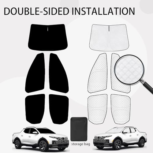 5pcs Thicken Car Sun Shades for Hyundai Santa Cruz 2022 (5 Count)
