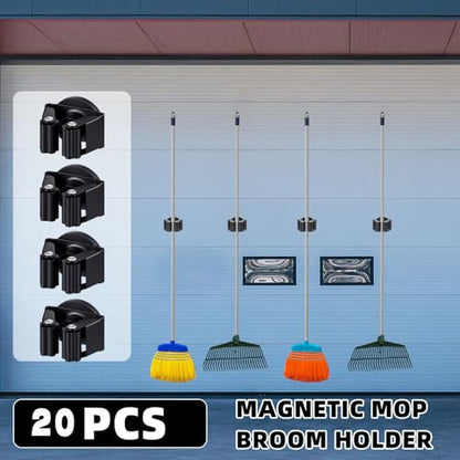 20 Pcs Magnetic Broom Holder Wall Mounted Anti Slip Rack