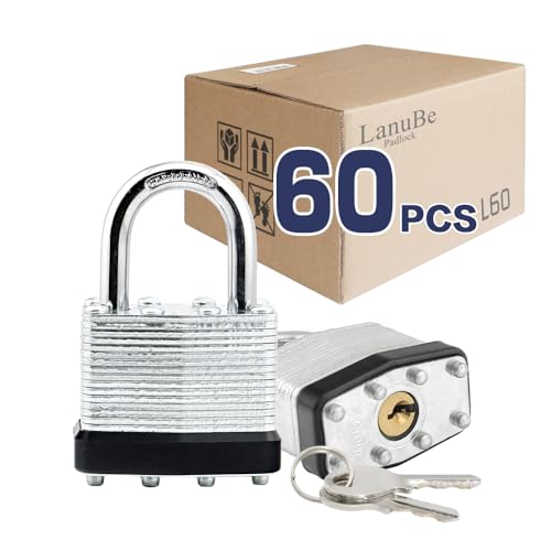 Laminated Keyed Alike Padlock 60 Pack 1.6 (60 Count)
