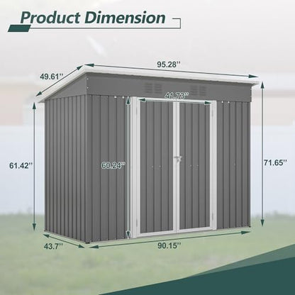 4'x8' Metal Shed Outdoor Storage Shed
