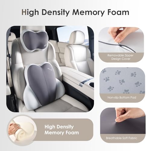 Lumbar Support with Car headrest Back Pillow for Chairs Headrest Pillow for Car Ergonomic Ultrathick Memory Foam Back Pillow for Office Chair