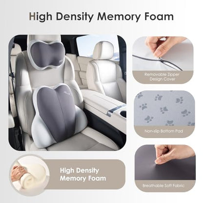 Lumbar Support with Car headrest Back Pillow for Chairs Headrest Pillow for Car Ergonomic Ultrathick Memory Foam Back Pillow for Office Chair