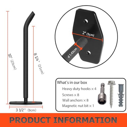 4 Pack 10 Inch Heavy Duty Garage Hooks (4 Count)