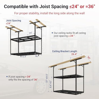 3x6 2 Tier Overhead Ceiling Garage Storage Rack