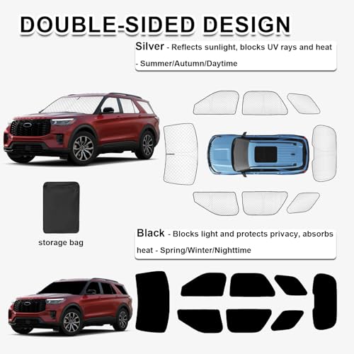 8pcs Thicken Sun Shades for Ford Explorer 2020 (8 Count)