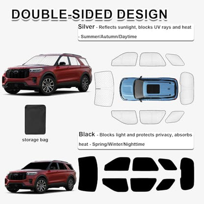 8pcs Thicken Sun Shades for Ford Explorer 2020 (8 Count)