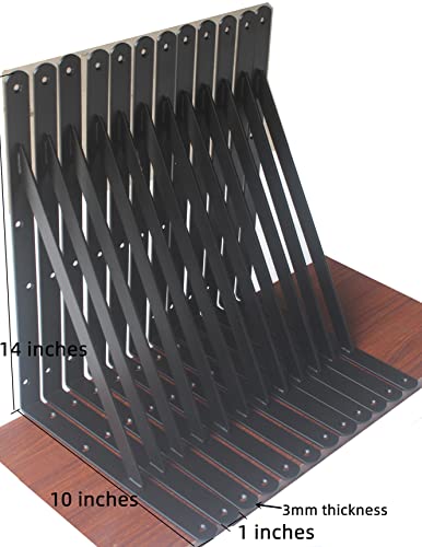 20 Pack L14 x H 10" Black Heavy Duty Shelf Brackets with Screws Metal Shelf Brackets Shelf Support Angle Brackets for Shelves L Brackets Heavy Duty Floating Shelf (20 Count)