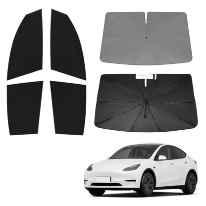 Windshield Sun Shade Umbrella for Tesla Model Y 2020 2021 2022 2023 2024 (5 Count)