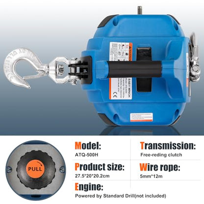Portable Drill Winch of 1000 LB