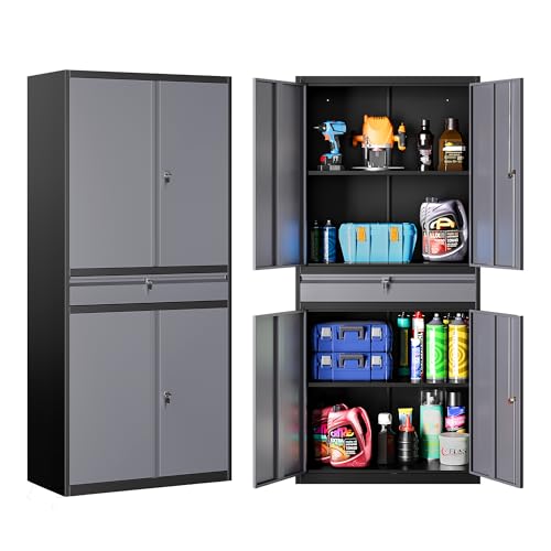 Metal Storage Cabinet with Doors and Shelves