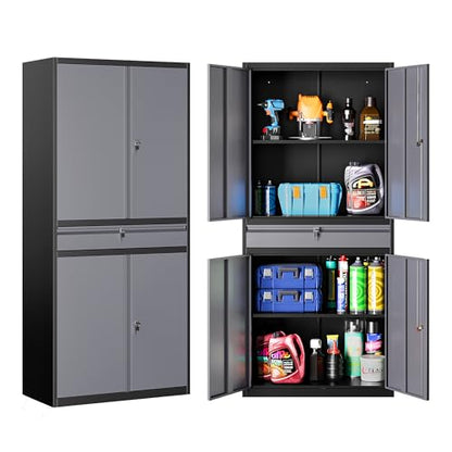 Metal Storage Cabinet with Doors and Shelves