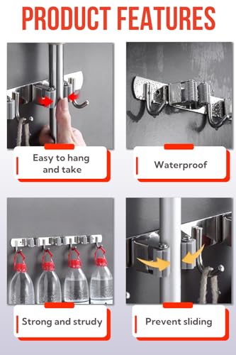Mop and Broom Holder Wall Mount