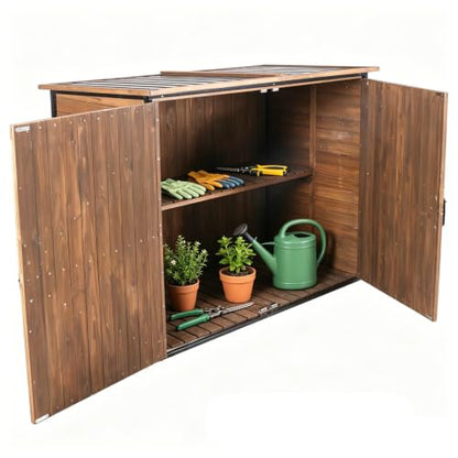 Outdoor Storage Shed 4.2x2.2FT with Metal Frame & Fir Wood