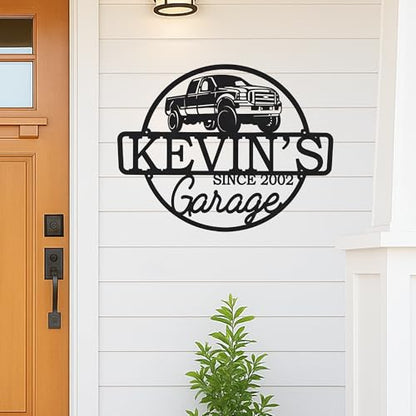 Custom Garage Workshop Metal Sign Personalized Tool Name Wall Art for Car Truck Mechanic Shop Decor Durable Steel Sign for Dad Husband Men’s Auto Workspace or Fence