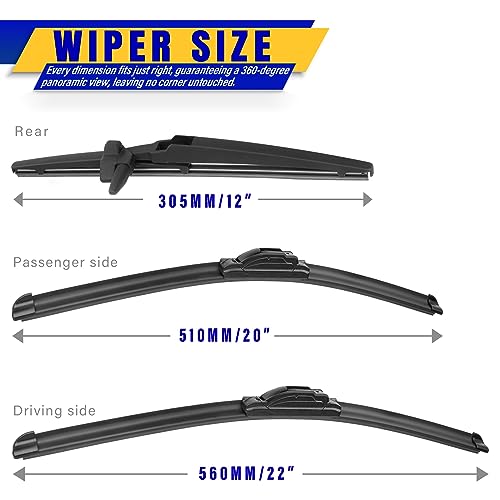 3 Wipers Fits Toyota 4Runner 2003