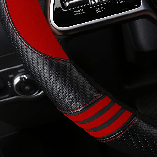 Car Steering Wheel Covers for Women Padded Carbon Fiber PU Leather Cute Auto Interior Accessories for Vehicle