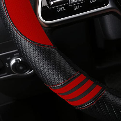 Car Steering Wheel Covers for Women Girl Padded Carbon Fiber PU Leather Cute Cartoon Auto Interior Accessories for Jeep