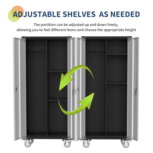 71" Black Metal Storage Cabinet with Lock