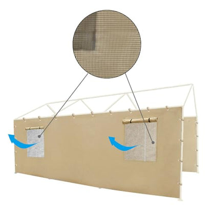 10 * 20 FT Carport Sidewall kit Panel Set of 4 with Mesh Windows and Double Head Zippers (4 Count)