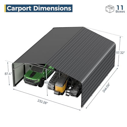 Military Grade Metal Carport 20x20 FT